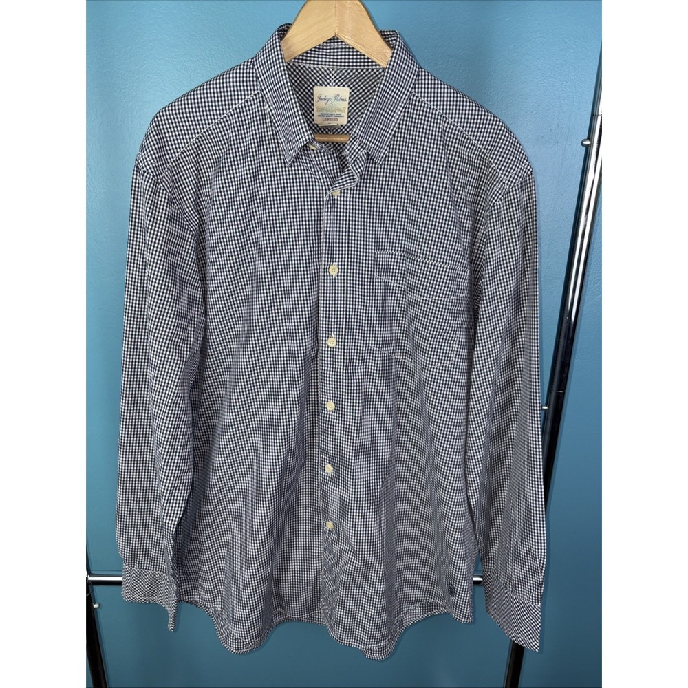 Indigo Palms Long Sleeve Button Down Shirt Large Micro Check Old Money Preppy